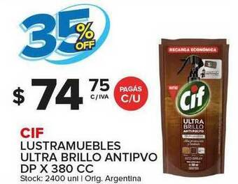 Carrefour Maxi Cif Lustramuebles Ultra Brillo Antipvo Dp x 380cc oferta