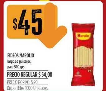 Supermercados Vea Fideos Marolio Largos O Guiseros 500grs oferta