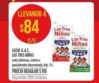 Supermercados Vea Leche U.a.t Las Tres Niñas 1 lt oferta