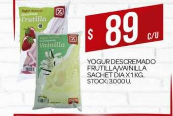 Supermercados DIA Yogur Descremado Frutilla-Vainilla Sachet Dia X 1Kg. oferta