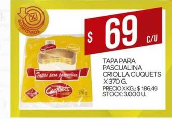 Supermercados DIA Tapa Para Pascualina Criolla Cuquets X 370g. oferta