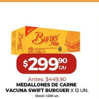 Super MAMI Medallones De Carne Vacuna Swift Burguer x 12 un oferta