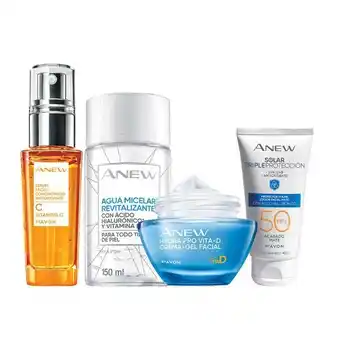 Avon Set x4 anew vitaminas - agua micelar + serum vitamina c + crema vitamina d + protector solar en crema oferta