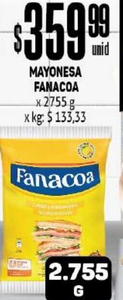 Makro Mayonesa Fanacoa x 2755g oferta