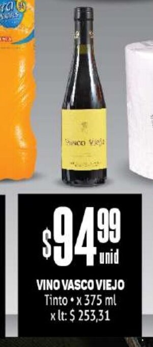 Makro Vino Vasco Viejo Tinto x 375ml oferta