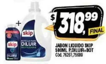 Supermercados Yaguar Skip Jabon Liquido P.Diluir+Bot 500ml oferta