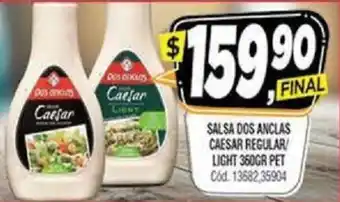 Supermercados Yaguar Salsa Dos Anclas Caesar Regular/Light 360gr Pet oferta