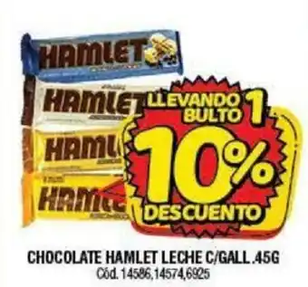 Supermercados Yaguar Hamlet Chocolate Leche C/Gall.45g oferta