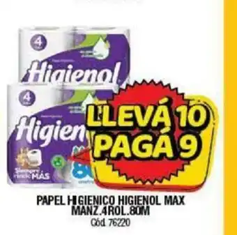 Supermercados Yaguar Papel Higienico Higienol Max Manz.4rol.80m oferta