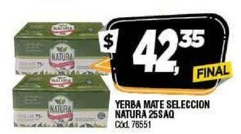 Supermercados Yaguar Yerba Mate Seleccion Natura 25Saq oferta