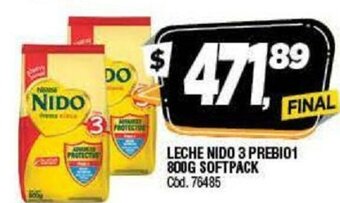 Supermercados Yaguar Leche Nido 3 Prebio1 800g Softpack oferta