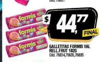 Supermercados Yaguar Galletitas Formis Vai Rell.Frut 102g oferta