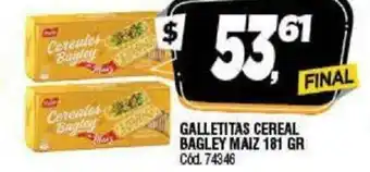 Supermercados Yaguar Galletitas Cereal Bagley Maiz 181 gr oferta