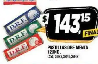 Supermercados Yaguar DRF Pastillas Menta 12un oferta