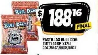 Supermercados Yaguar Bulldog Pastillas Tutti 30gr x12u oferta