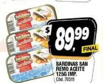 Supermercados Yaguar Sardinas San Remo Aceite 125g Imp oferta