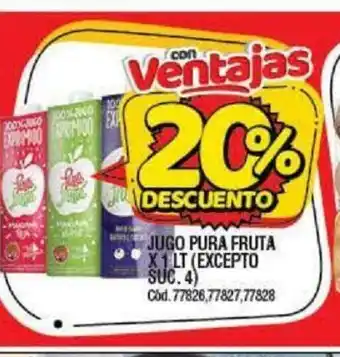 Supermercados Yaguar Jugo Pura Fruta x1lt (Excepto suc.4) oferta