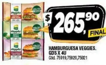 Supermercados Yaguar Hamburguesa Veggies. Gds x4u oferta