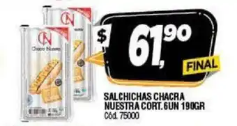 Supermercados Yaguar Salchichas Chacra Nuestra Cort.6un 190gr oferta