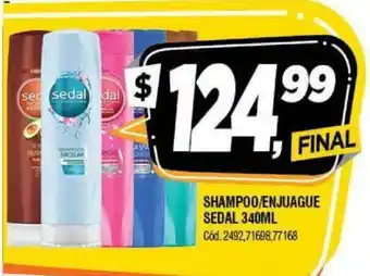 Supermercados Yaguar Sedal Shampoo/Enjuague 340ml oferta