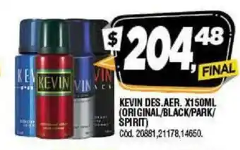 Supermercados Yaguar Kevin des.Aer.x150ml (Original/Black/Park/Spirit) oferta