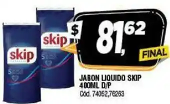 Supermercados Yaguar Skip Jabon Liquido 400ml D/P oferta