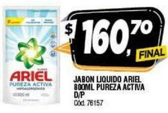 Supermercados Yaguar Ariel Jabon Liquido 800ml Pureza Activa D/P oferta