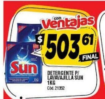 Supermercados Yaguar Sun Detergente P/Lavavajilla 1kg oferta