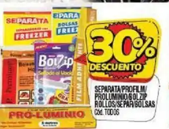 Supermercados Yaguar Separata/Profilm/Proluminio/Bolzip Rollos/Separ/Bolsas oferta