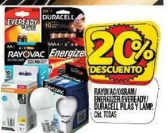 Supermercados Yaguar Rayovac/Osram/Energizer/Eveready/Duracell Pilas Y Lamp oferta