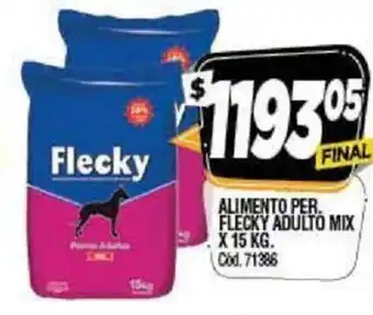 Supermercados Yaguar Flecky Alimento Per. Adulto Mix x15kg oferta
