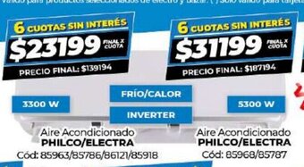 Diarco Aire Acondicionado Philco/Electra oferta
