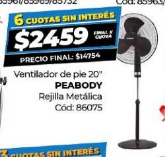 Diarco Ventilador De Pie 20" Peabody oferta