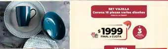 Supermayorista Vital Set vajilla corona 16 piezas varios diseño oferta