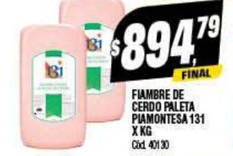 Supermercados Yaguar Fiambre de Cerdo Paleta Piamontesa 131 x KG oferta