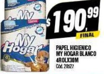 Supermercados Yaguar Papel Higienico My Hogar Blanco 4Rolx30M oferta