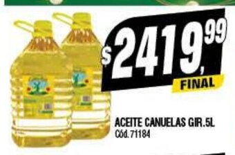 Supermercados Yaguar Aceite Canuelas Gir. 5L oferta