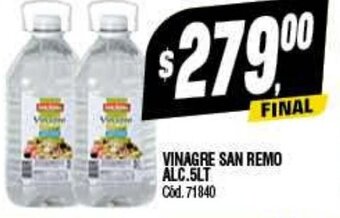 Supermercados Yaguar Vinagre San Remo Alc. 5LT oferta