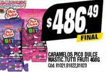 Supermercados Yaguar Caramelos Pico Dulce Mastic.Tutti Fruti 408g oferta
