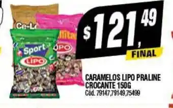 Supermercados Yaguar Caramelos Lipo Praline Crocante 150G oferta