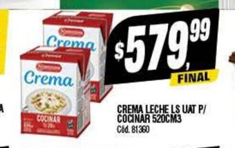 Supermercados Yaguar Crema Leche Ls Uat p/cocinar 520cm3 oferta
