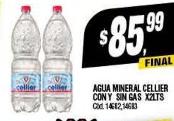 Supermercados Yaguar Agua Mineral Cellier Con y Sin Gas x 2lts oferta