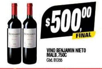 Supermercados Yaguar Vino Benjamin Nieto Malb. 750c oferta