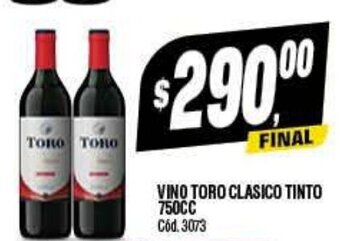 Supermercados Yaguar Vino Toro Clasico Tinto 750cc oferta