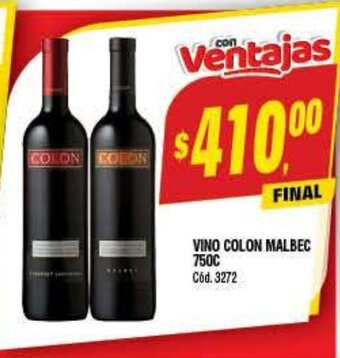 Supermercados Yaguar Vino Colon Malbec 750c oferta