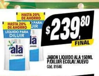 Supermercados Yaguar Jabon Liquido Ala 150ml p/diluir Ecolav. Nuevo oferta