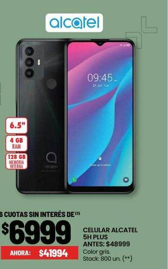 Changomas Celular alcatel 5h plus oferta