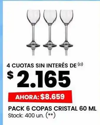 Changomas Pack 6 copas cristal 60ml oferta