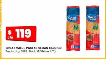 Changomas Great value pastas secas oferta