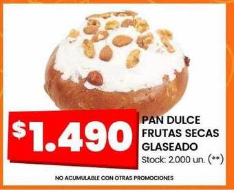 Changomas Pan dulce frutas secas glaseado oferta